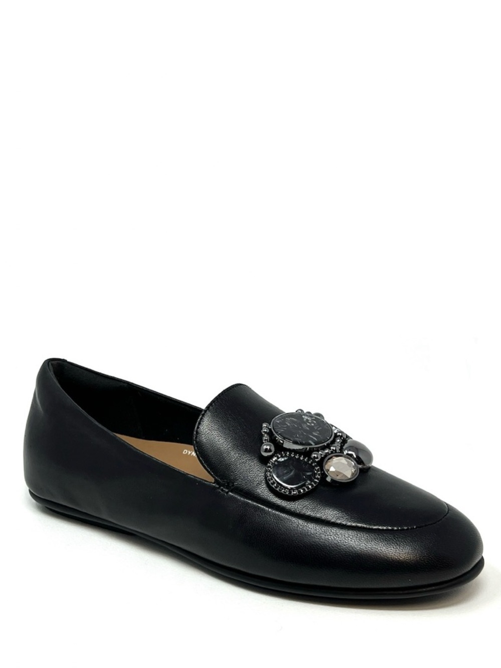 Fitflop Lena Loafer Women’s Size 6.5 Black Leather Stone Bead Jewel Embellished